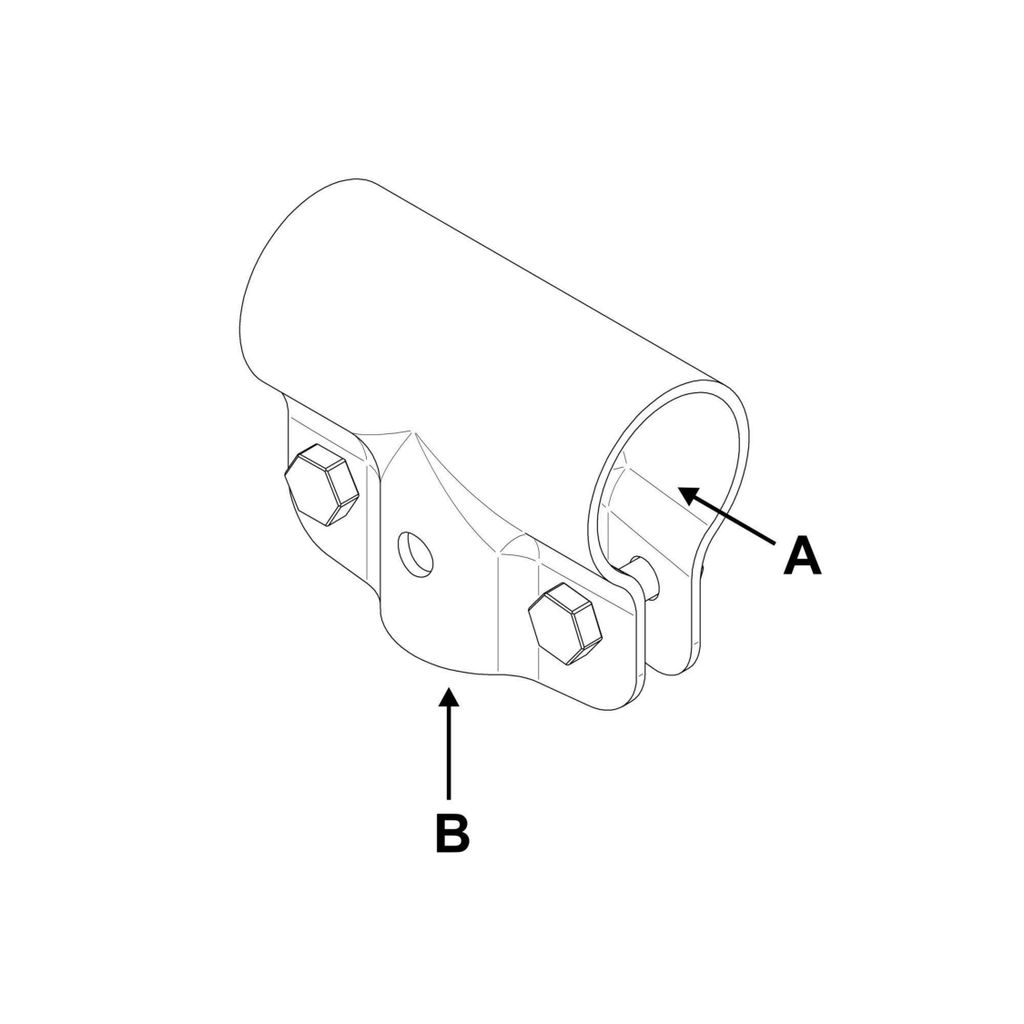 T-Schelle geschlossen, A 2" (60,3 mm) x B 1 1/2" (48,3 mm)
