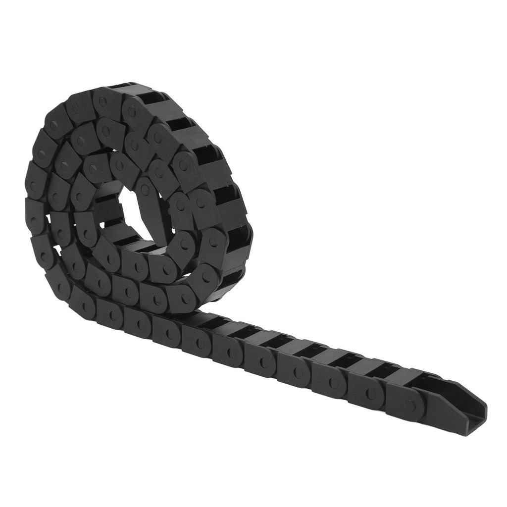 Schwarze Nylon-Kabelkette mit Endverbinder, Drahtträger-Schleppkette für CNC-Maschine, 1 Meter lang