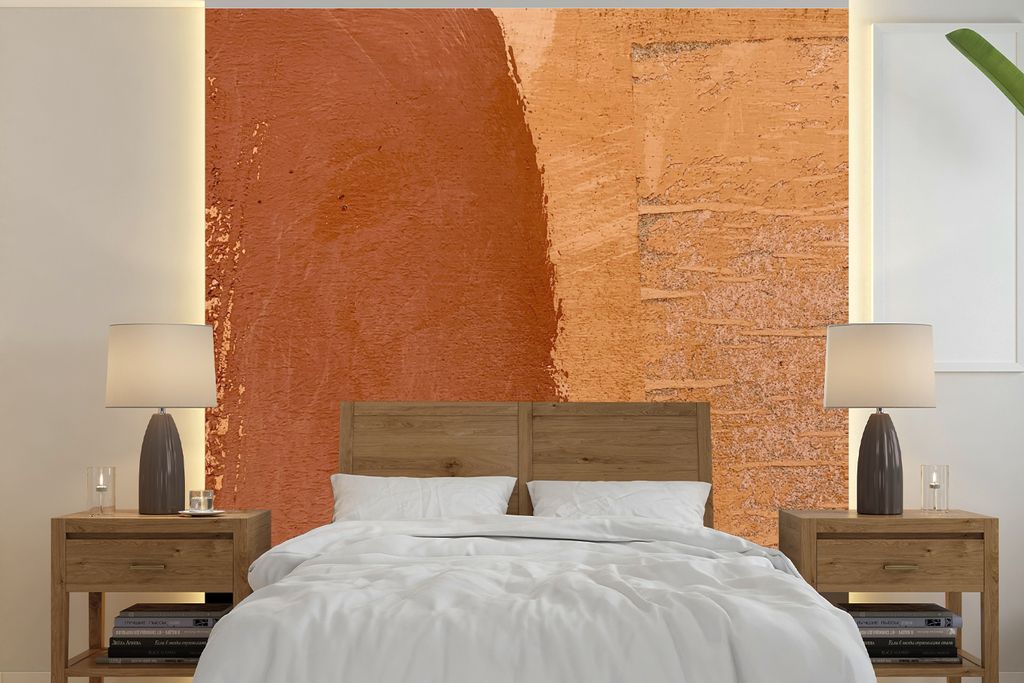 MuchoWow Fototapete für Wohnzimmer oder Schlafzimmer Wandtapete Vinyl Motivtapete Nahaufnahme von Terrakotta aus der Natur - 240x240 cm - Schlaf...