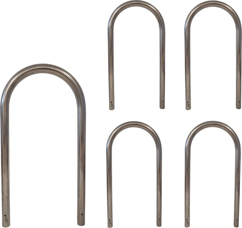 5 x Fahrradanlehnbügel 115 x 58 cm Edelstahl Ø 60 mm grau Einbetonieren Fahrradständer Parker Typ U