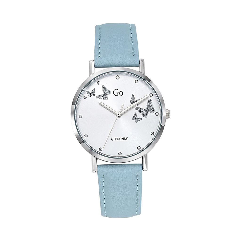 Modische Damen Uhr Girl Only Quarz Armbanduhr Grau Lederarmband Schmetterlingsmotiv D2UGO699347