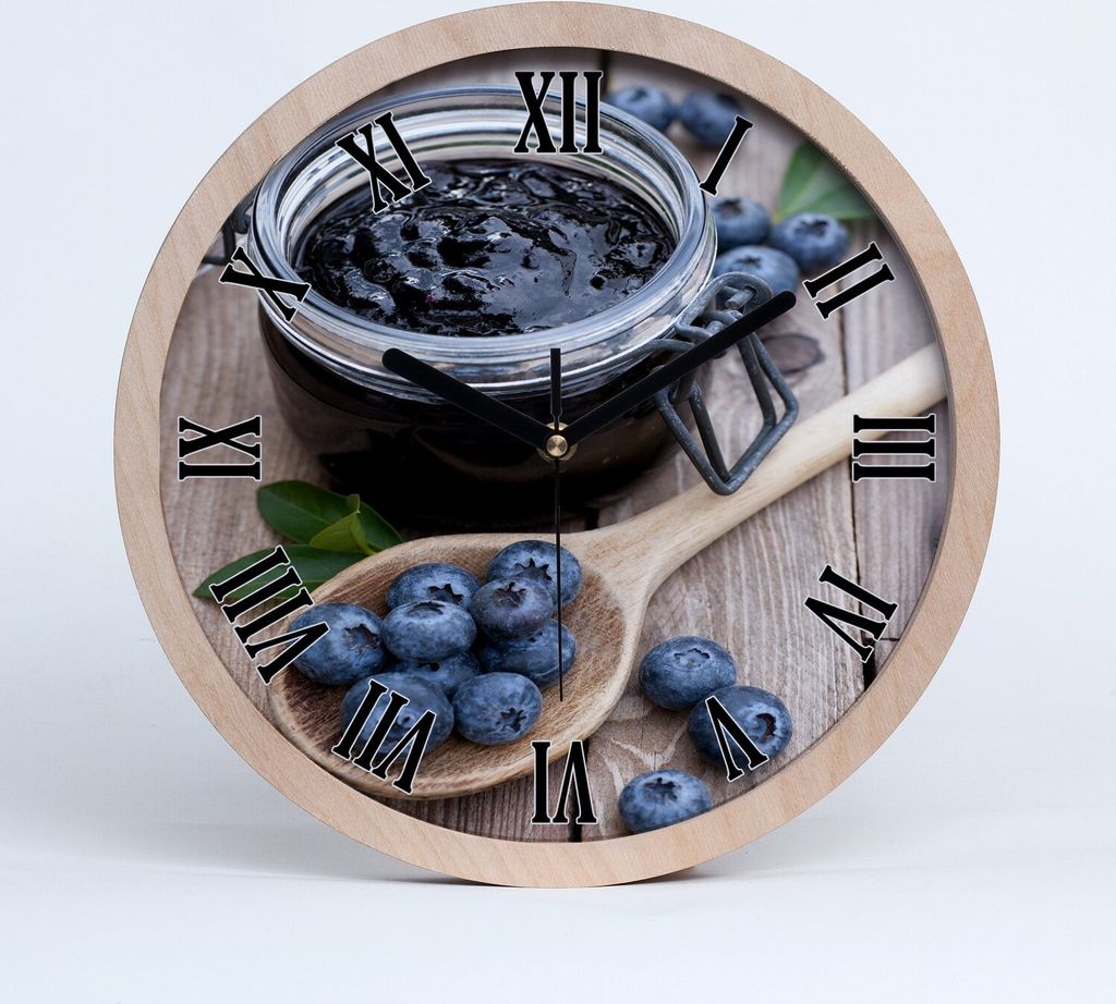 Holzuhr 25fi cm wanduhr - schwarze Spitzen - Blaubeermarmelade