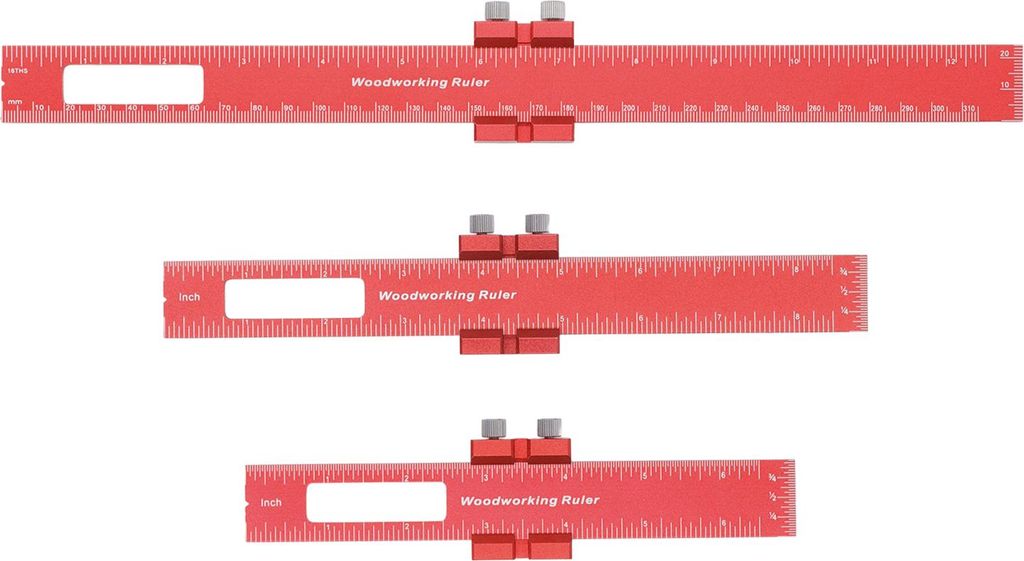 Taschenlineal-Set 6, 8, 12 Zoll, präzise metrische und Zoll-Messung, Aluminiumlegierung, Metall, Schieber, Anschlag, verstellbare Markierung