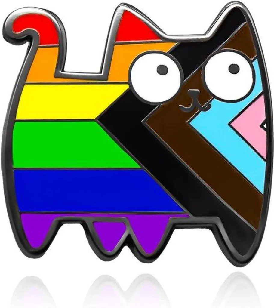 Broche Chat Arc-en-Ciel en Émail Durable - Accessoire LGBTQ Coloré