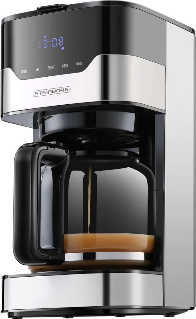 Caffettiera Steinborg con display a LED | 900 watt | 1,5 litri di capacità | timer digitale | 12-15 tazze