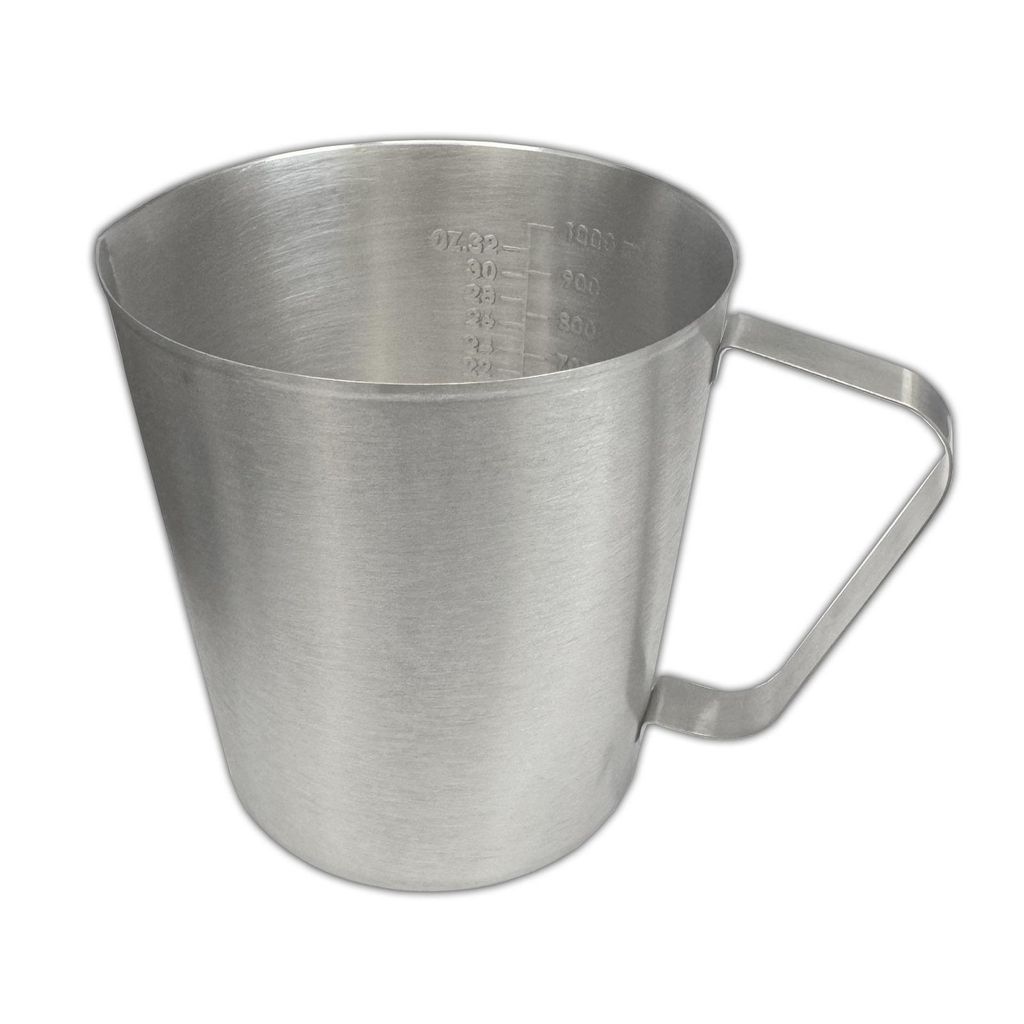 Edelstahl Messbecher 1 Liter Messskala mit Griff Produktbild 