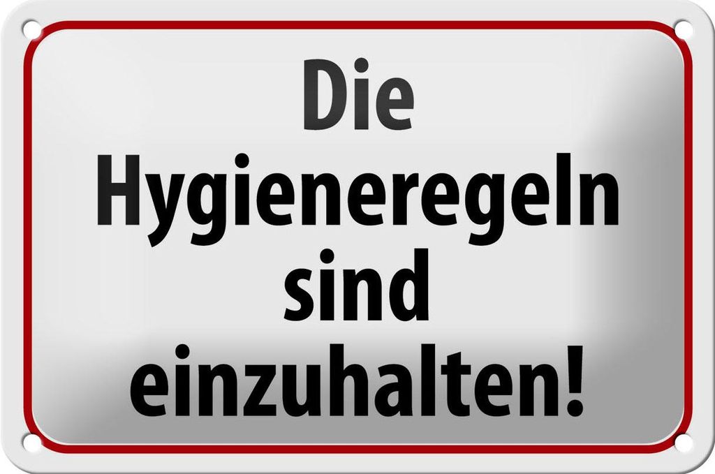 Blechschild Hinweis 18x12cm Hygieneregeln sind einzuhalten