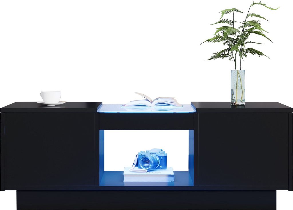 Couchtisch Sofatisch Teetisch Kaffeetisch Beistelltisch Tisch Freizeittisch mit Glasverkleidung Multifunktionaler Aufbewahrungstisch Wohnzimmertisch