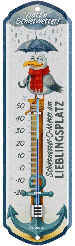 LANOLU Schietwetter Thermometer außen, maritimes Retro Produktbild 