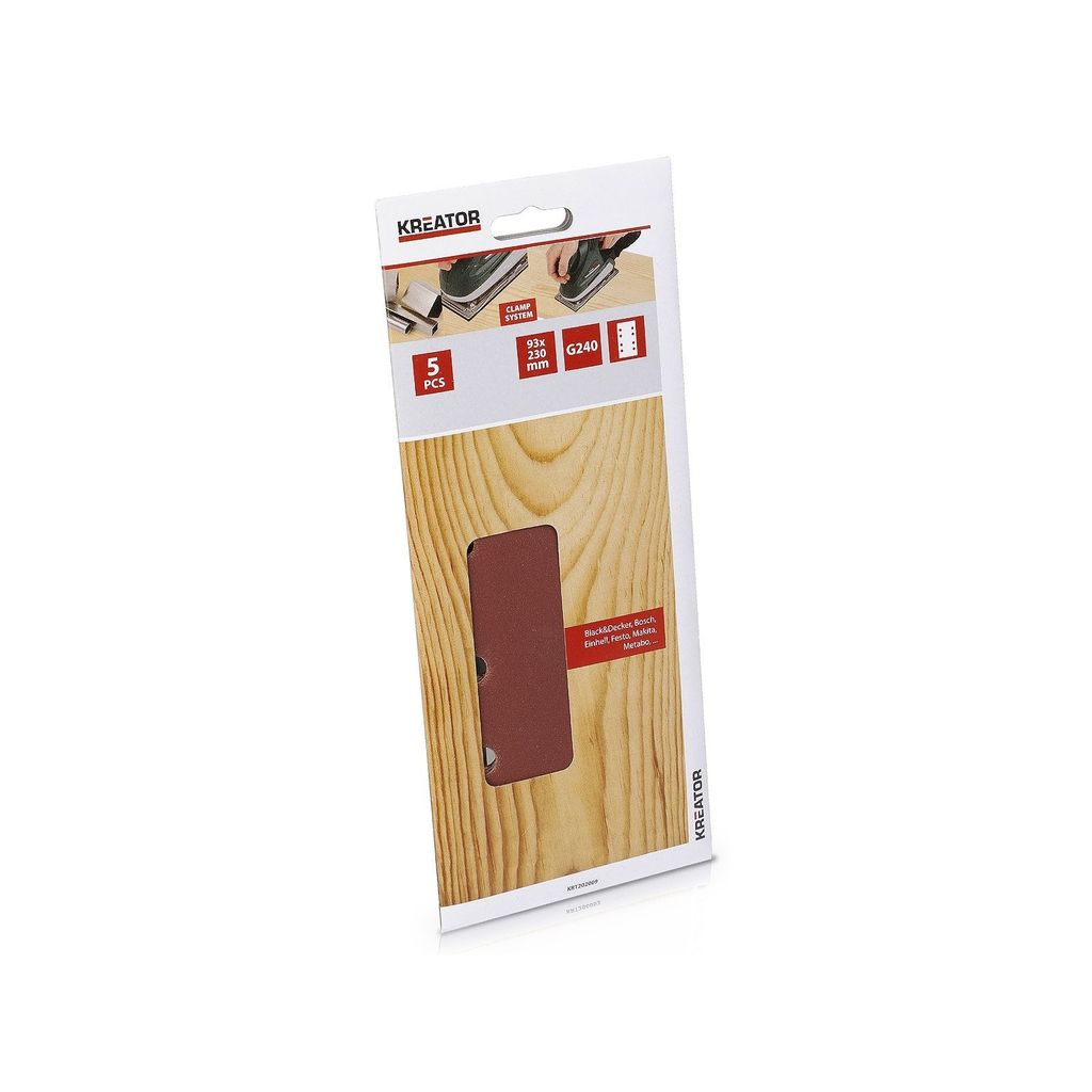 Satz aus 5 perforierten Schleifblättern (parallel) – Körnung 240 – 93 x 230 mm – Kreator