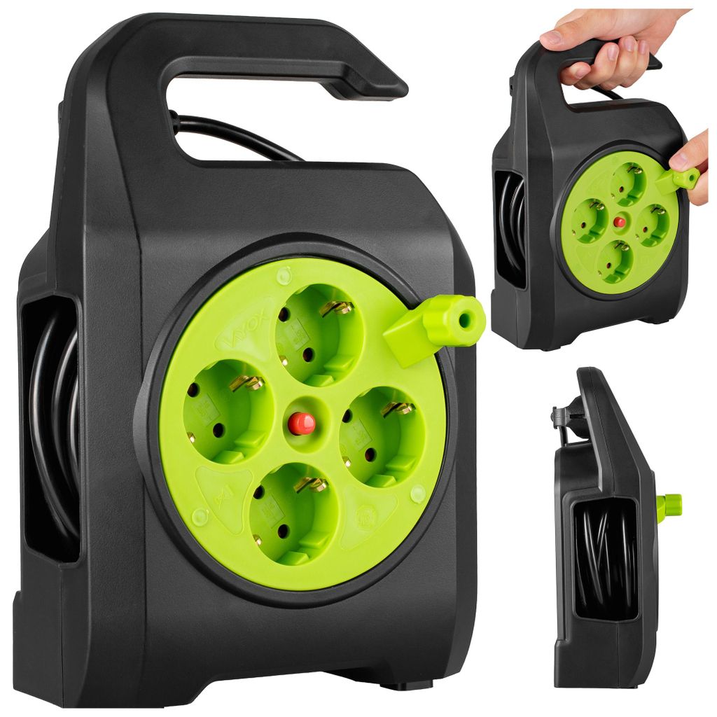 Vayox Kabeltrommel 10m 4-Fach Schuko IP20 | Indoor Produktbild 