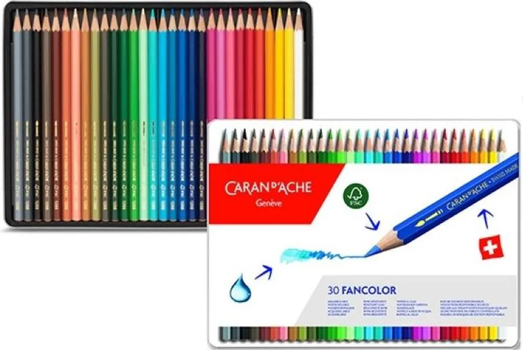 Caran d'Ache Fancolor 30 Pastelli Acquerellabili: Sicuri e Ultra-Resistenti