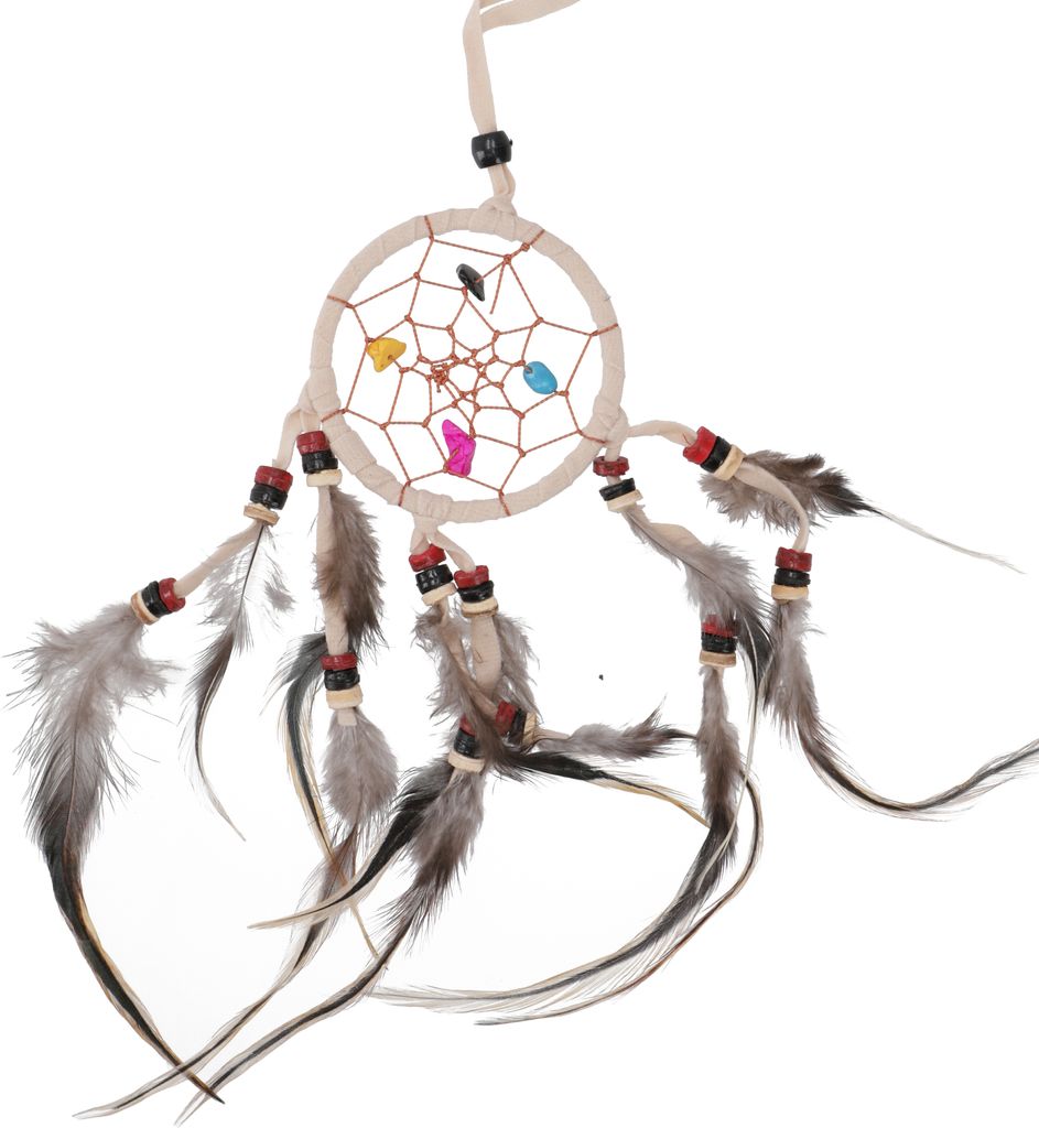 Mini Traumfänger mit Halbedelsteinen 6 cm - Weiß, Traumfänger, Mobiles