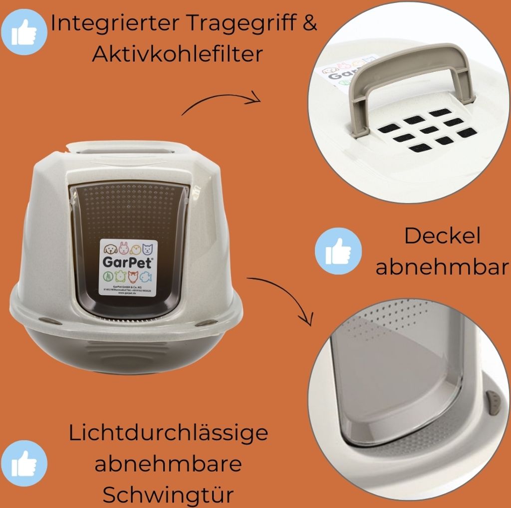 2x Katzenklo mit Deckel Katzentoilette Katzen WC Hauben Produktbild 3