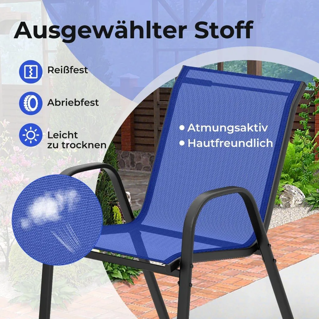 Mobilier de balcon bleu compact : solution de rangement 3 pièces - 3