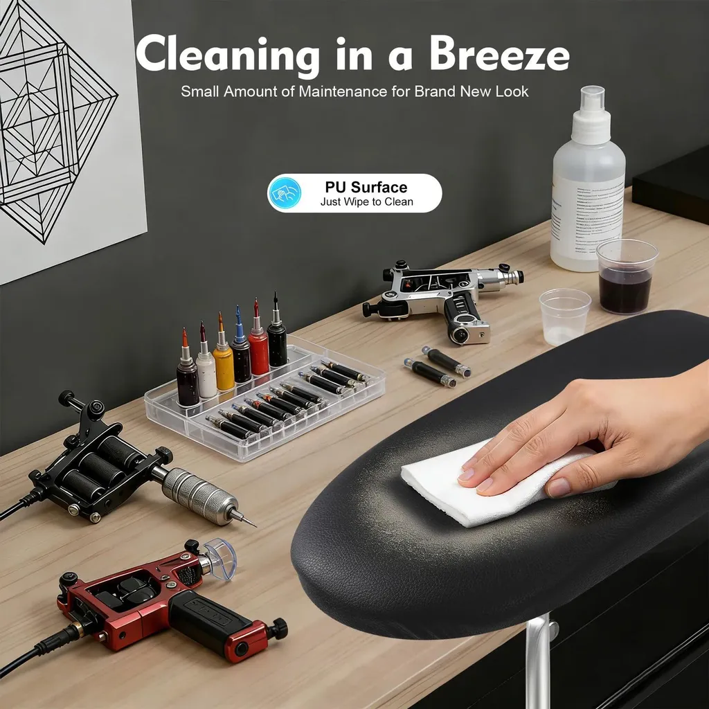 Repose-bras tatouage pour confort client et précision de travail Noir