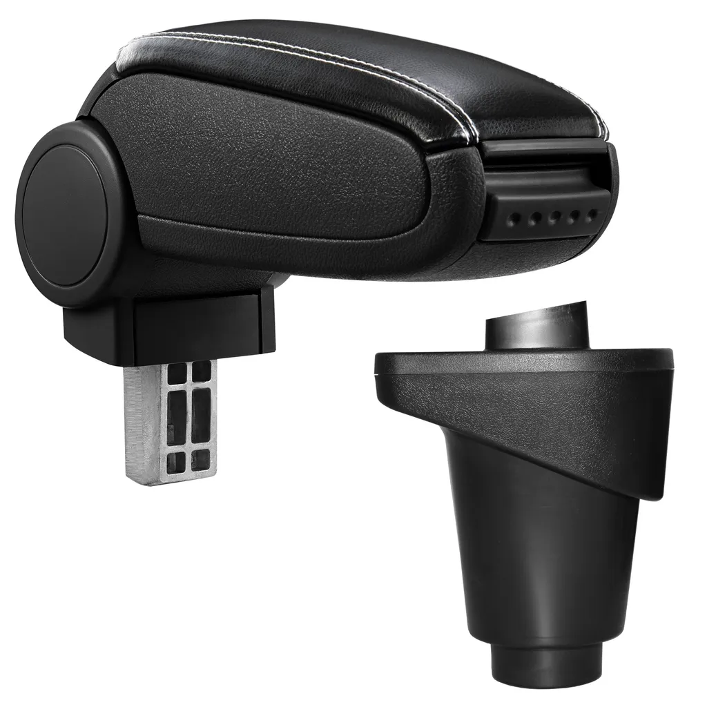 Portaoggetti e Bracciolo Fiat 500L 2012-2023 - Pelle Nera con Cuciture