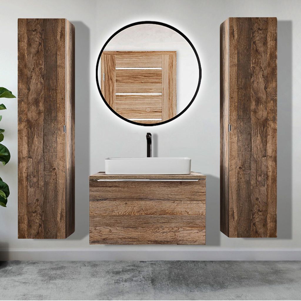 Badmöbel Set PUEBLA-56 in Vintage Oak Eiche, B/H/T 180/200/46 cm