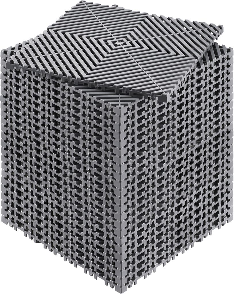 A stack of interlocking drainage mats.