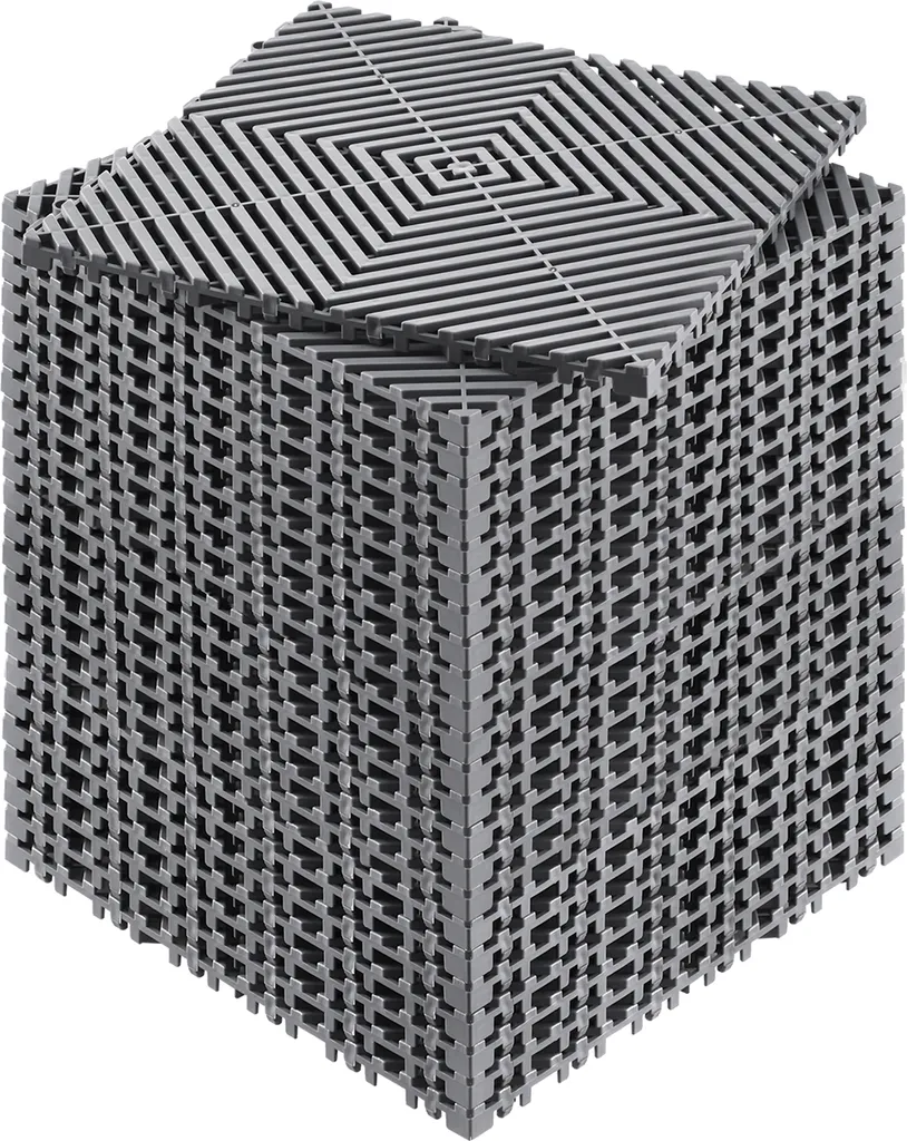 Solution Anti-Glisse Sol Humide : Tapis de Drainage Gris Clipsable 31x31 - 24 Pcs