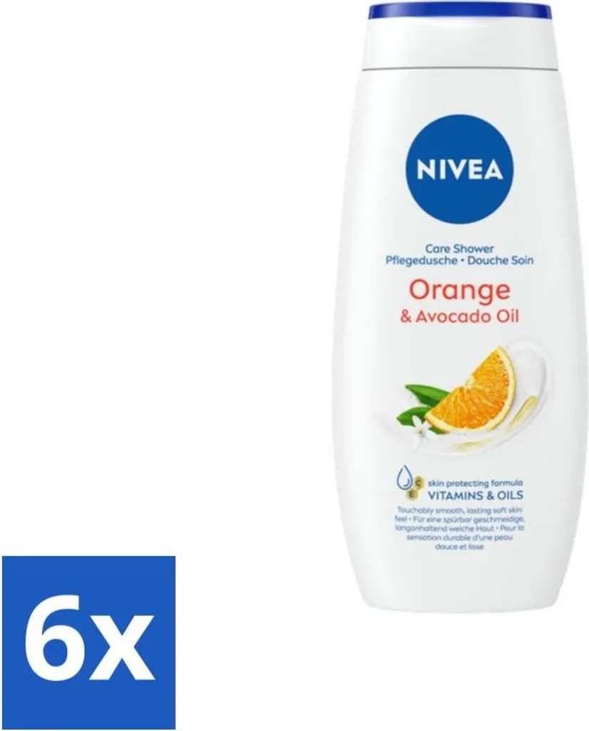 Gel douche Nivea anti tiraillement peau douce parfum orange 6x250ml