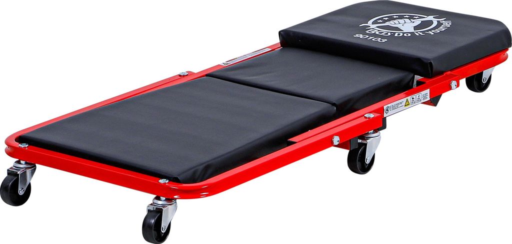 BGS Technik Montageroller 2-in-1, Sitz- & Liegefunktion, extra gering, 910x410mm, 150kg, 6 Rollen, gepolstert