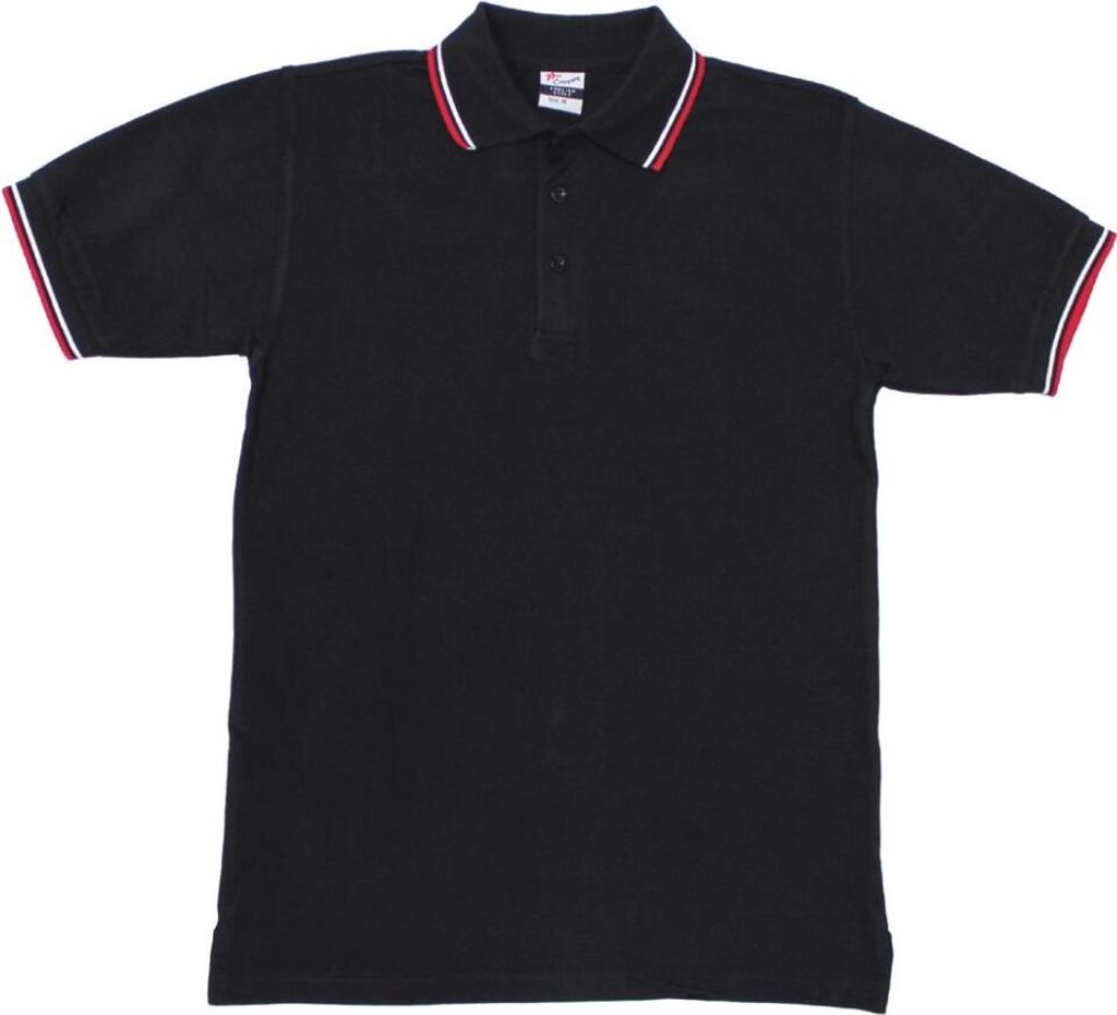 MFH Poloshirt, rot-weiße Streifen, mit Knopfleiste, schwarz Produktbild 