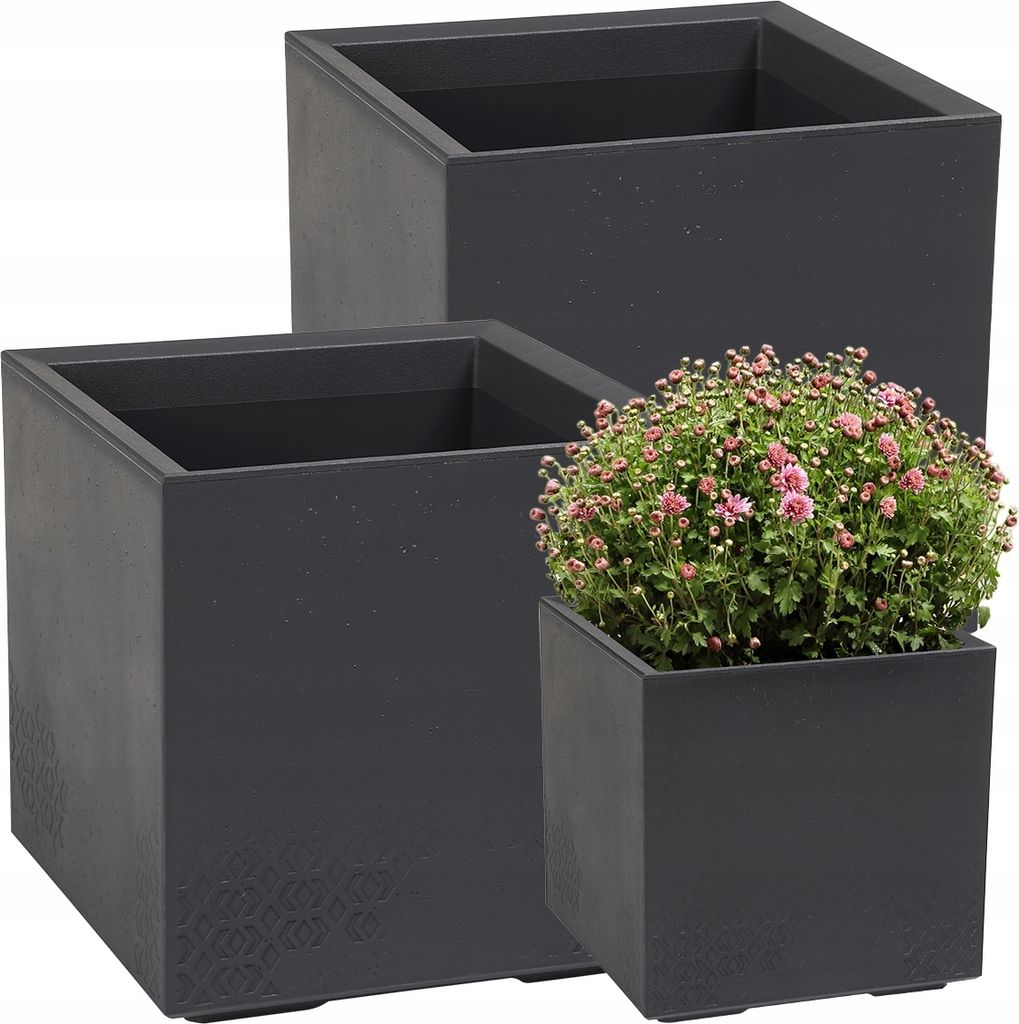 Lamela zestaw 2 doniczek | KARO | beton antracyt | 2x40cm Zdjęcie produktu 
