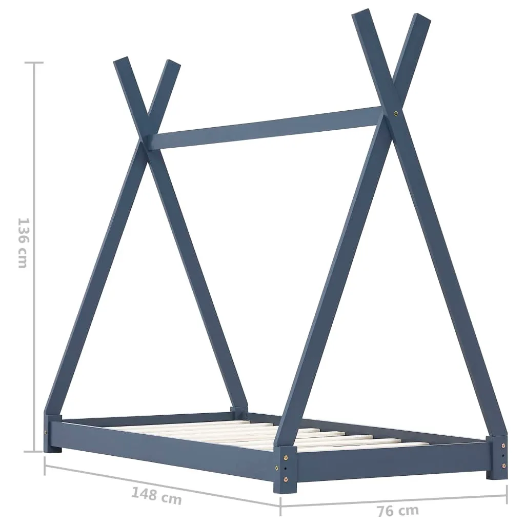 Lit enfant 70x140 cm bois massif gris idéal pour transition de lit
