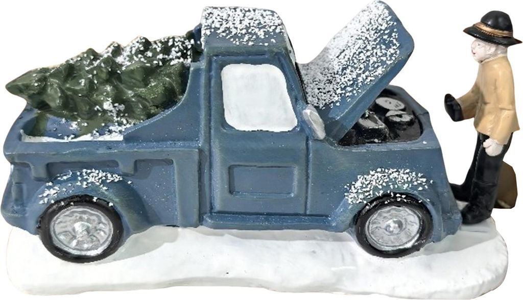 Weihnachts-Truck-Ornament mit stabilem Sockel, Autofigur aus Kunstharz, vielseitig einsetzbar als Tisch-, Regal- oder Weihnachtsbaumdekoration