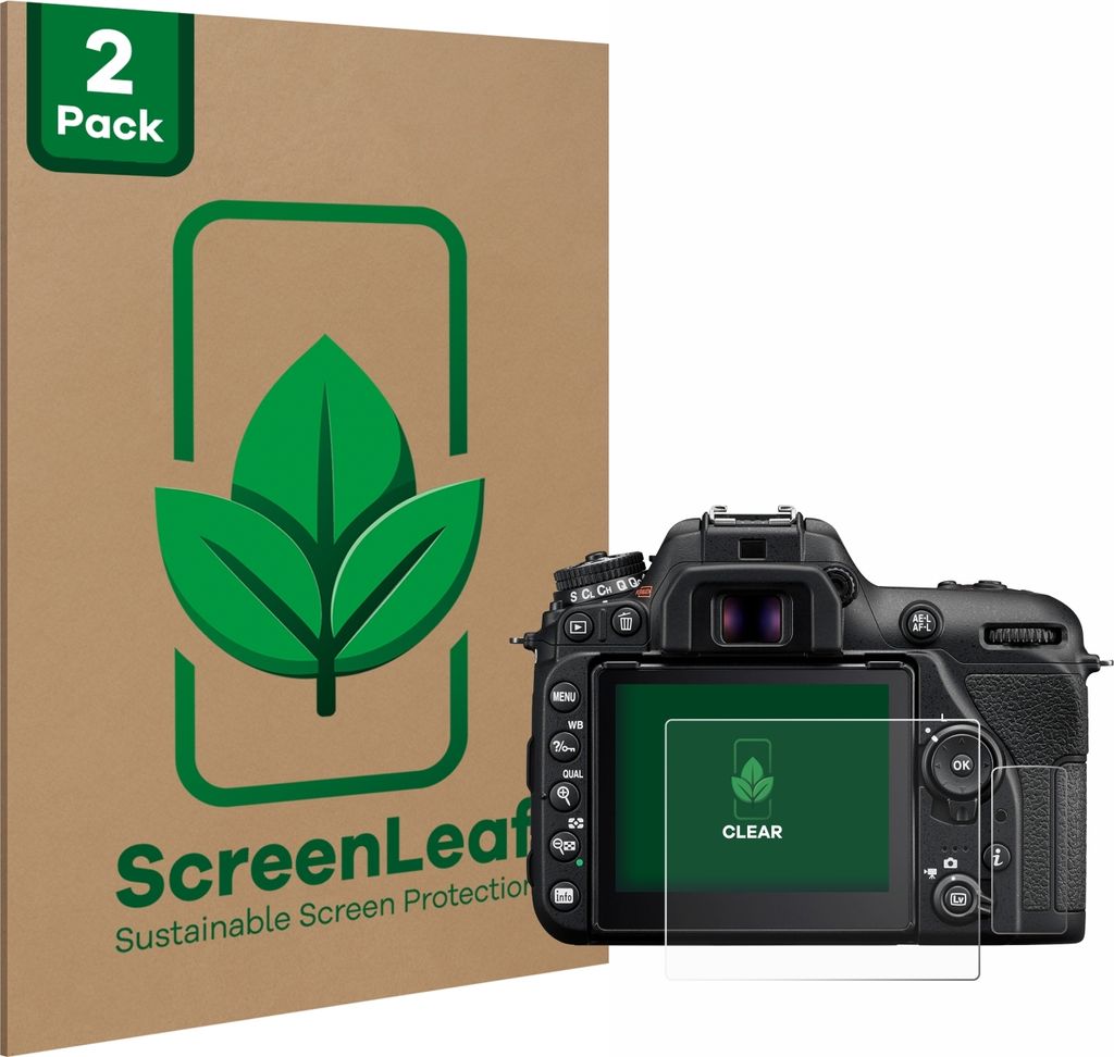 2x ScreenLeaf Schutzfolie für Nikon D7500 nachhaltiger Displayschutz Display Schutz Folie Klar Transparent