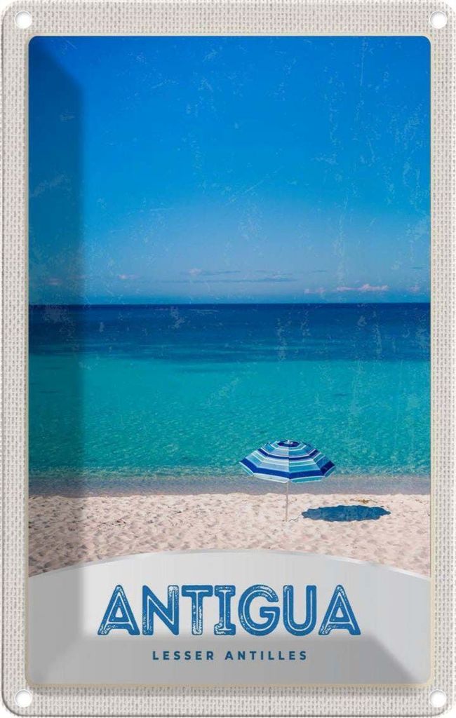 vianmo Blechschild 30x20 cm Antigua Karibik Insel Meer Strand Bildmotiv Reisemotiv Abenteuer Reisen Urlaub