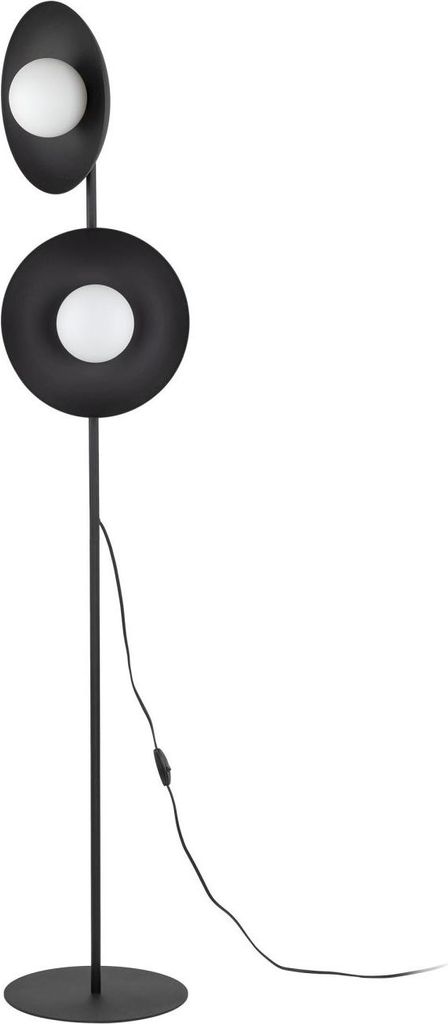 Stehlampe Metall Glas 160 cm hoch Schwarz Weiß G9 2-flammig Kugel Schirm Modern