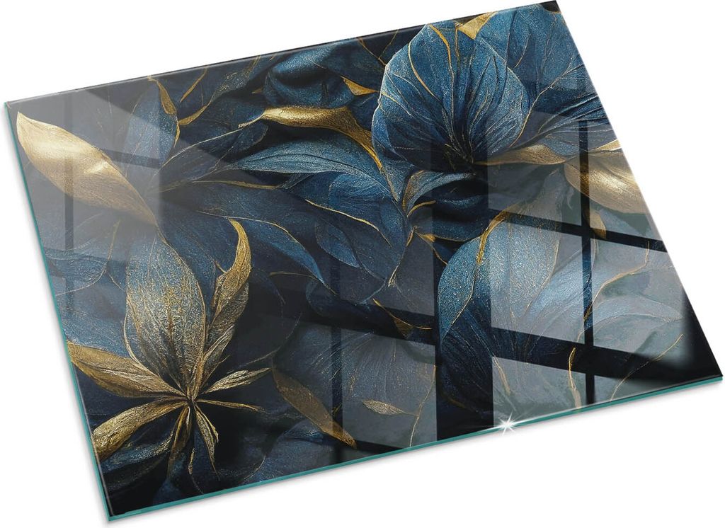 Elegante Blätter in Textur – Glasbodenplatte für – Produktbild 