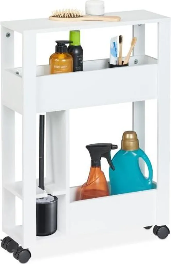 Carrellino Slim Bianco per Cucina e Bagno - Scaffale Nicchia Ruote