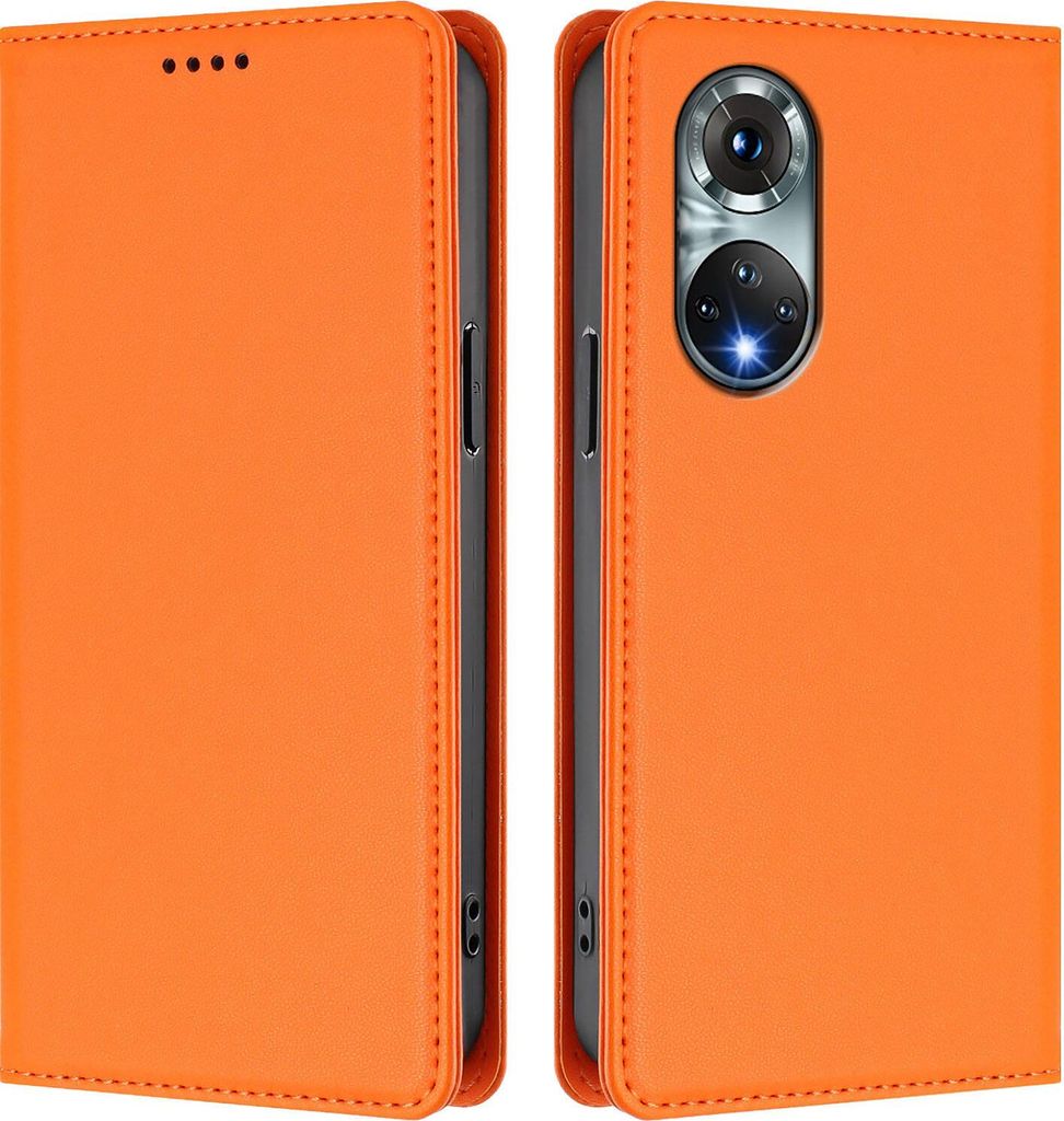 Handyhülle für Huawei Nova 9 /Honor 50, Kunstleder Klapphülle Stoßfeste Magnetische Hülle mit Ständer Orange