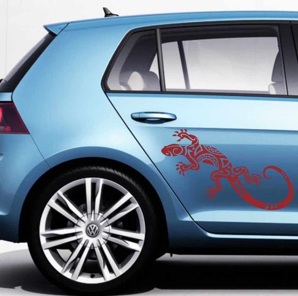 Aufkleber - Autoaufkleber-Set Abstrakt Gekko, 2 Stk. je 120cm x 49cm dunkelrot - Tuning Carystyling Heckscheibe Auto