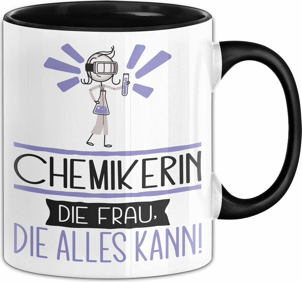 Chemikerin Geschenk Tasse Becher Die Frau Die Allen Kann Geschenkidee für eine Chemikerin Lustig (Schwarz)