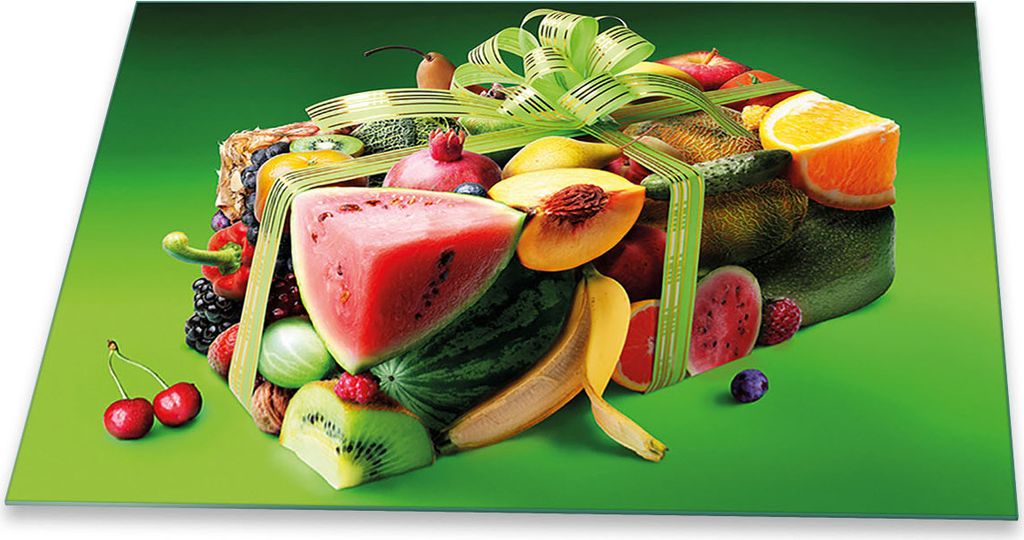 Herdabdeckplatte Glaskeramikkochfeld-Abdeckung Spritzschutz Glas Universal 80x52 Obst Bunt