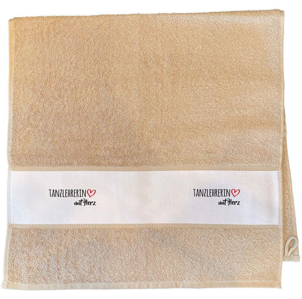 Huuraa Handtuch Tanzlehrerin mit Herz 50x100cm Sand Baumwolle Handtuch Geschenkidee
