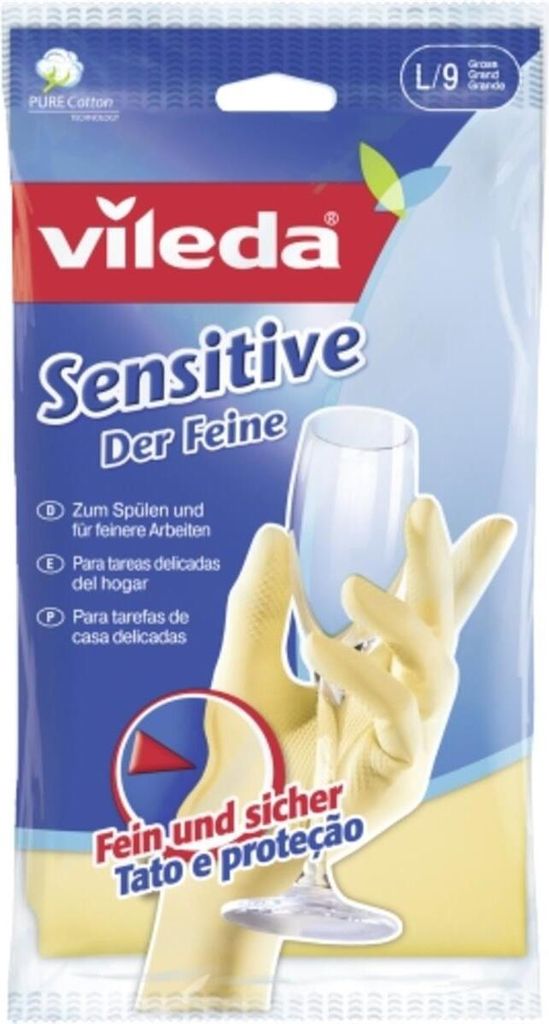 Product packaging for Vileda household gloves.