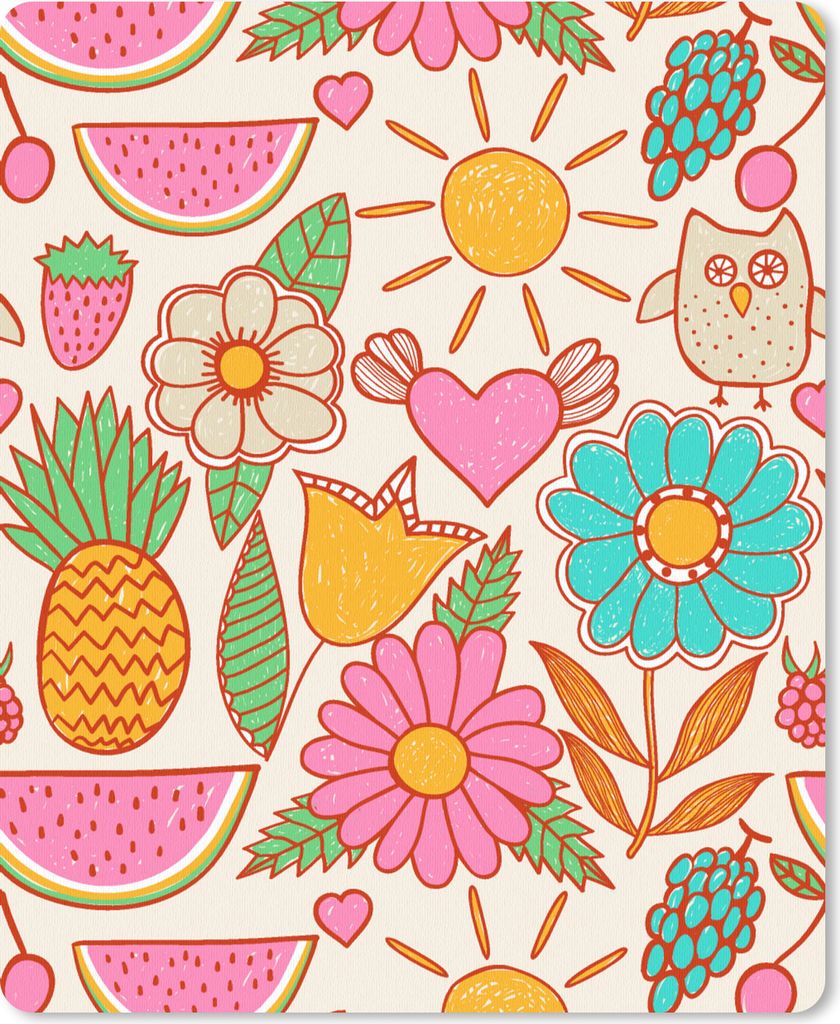 MuchoWow Mauspad Mousepad Eule - Regenbogen - Blumen - Kinder - Muster 30x40 cm - Mousepads - Maus Mat - Pad - Mausunterlage - Mausmatten