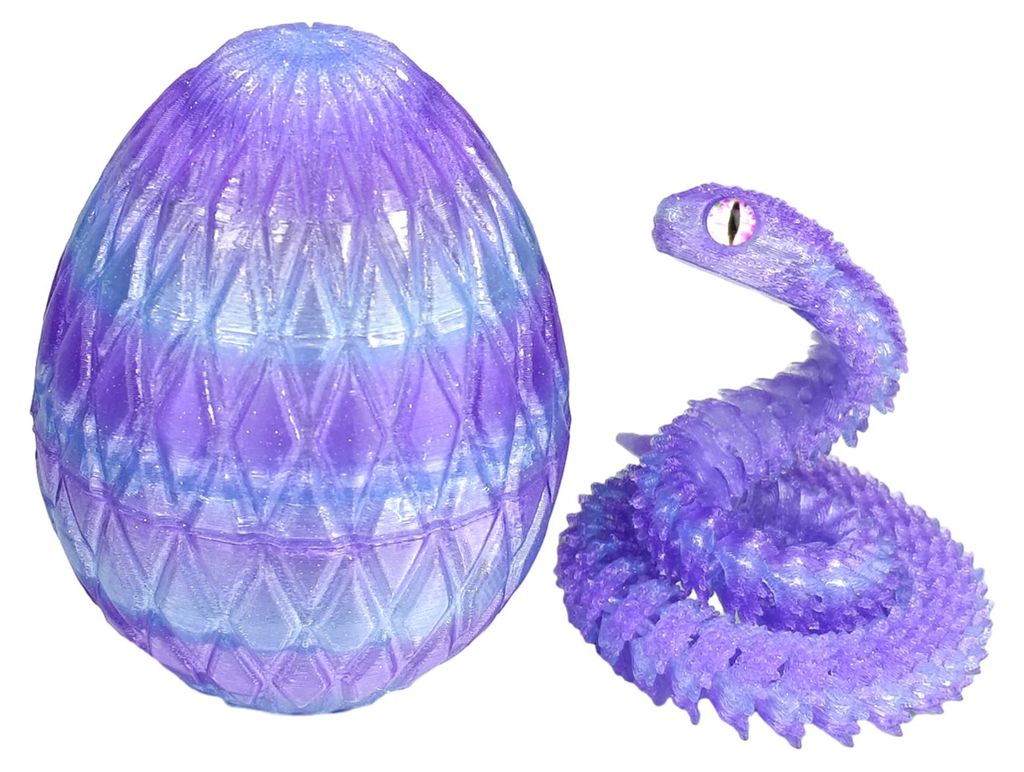 Schlangenei mit 3D-gedruckter Schlange im Inneren, bewegliche Gelenke, Schlangenfigur, bewegliche Schlange, Schreibtisch-Fidget-Toy, Dekoration, Or...