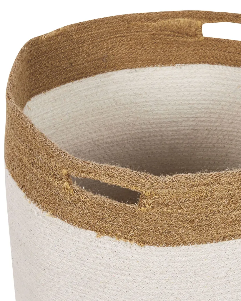 BELIANI Lot de 2 Paniers de Rangement en Coton Blanc et Beige Clair