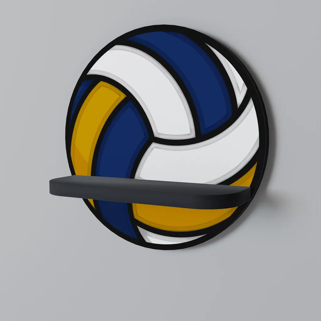 Étagère ronde noire VOLLEYBALL HEED en acier mat - Rangement mural robuste