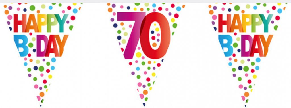 Bunte Happy Birthday Wimpelgirlande zum 70. Geburtstag 10m