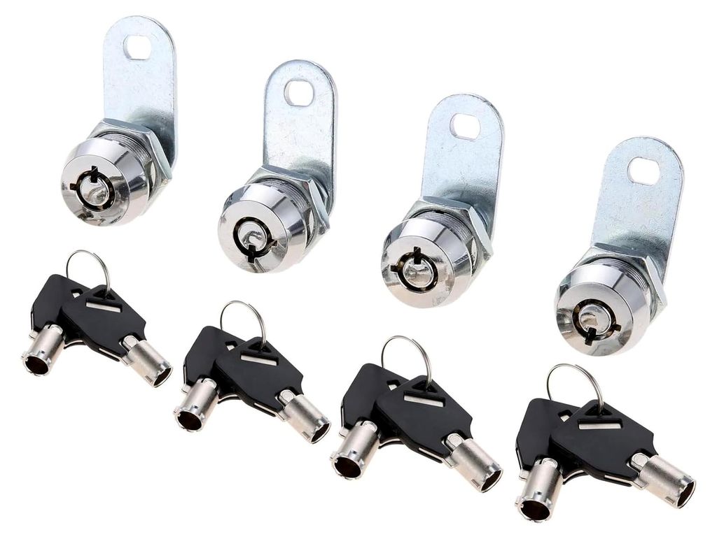 4 Stück Zylinderschloss mit Schlüssel für Briefkästen, Schränke und Möbel (20mm)