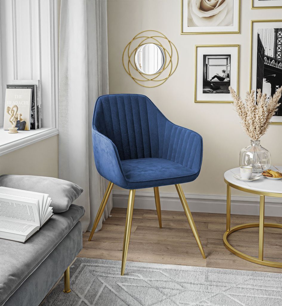 Gepolsterter Stuhl LIZBONA II Blau velvet