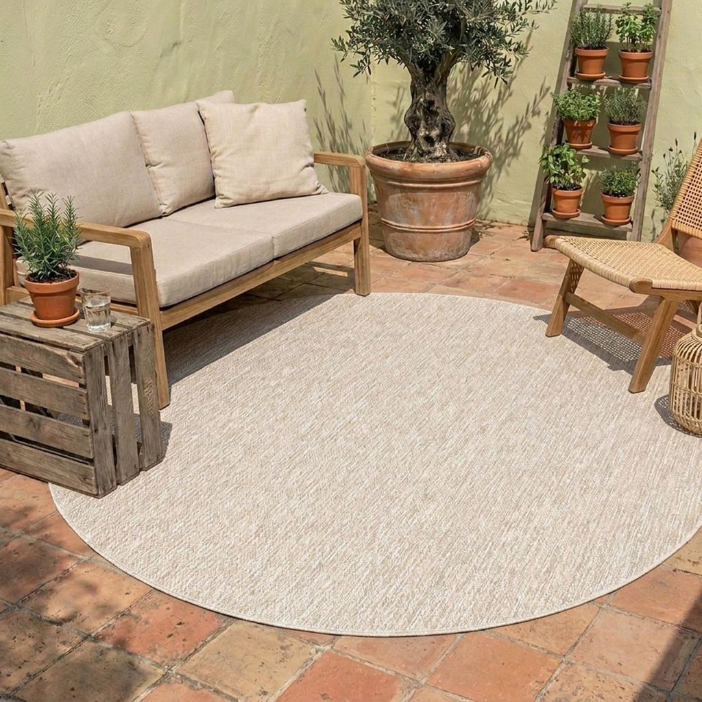 Volero - Outdoor Teppich Rund - Costa Beige - Ø 100 cm - Produktbild 