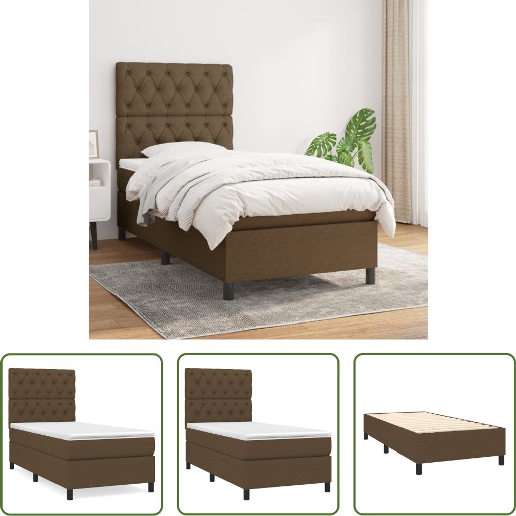 The Living Store Boxspringbett mit Matratze Dunkelbraun 80x200 cm Stoff